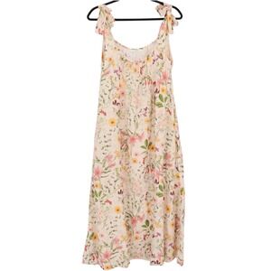 Beaumont Organic Womens Floral Print Tie Shoulder Midi Dress Mulitcolor Size S